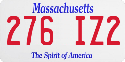 MA license plate 276IZ2