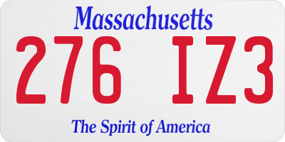 MA license plate 276IZ3