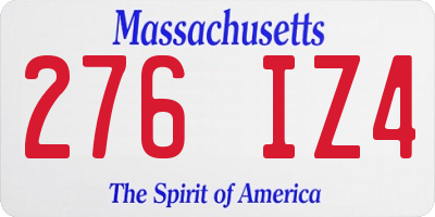 MA license plate 276IZ4