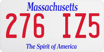 MA license plate 276IZ5