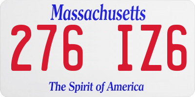 MA license plate 276IZ6