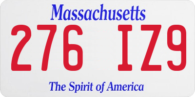 MA license plate 276IZ9