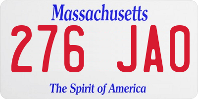 MA license plate 276JA0