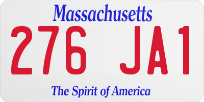 MA license plate 276JA1