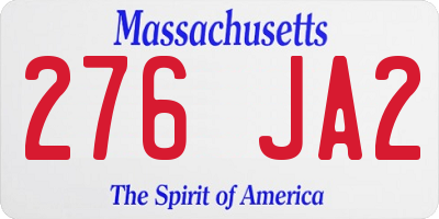 MA license plate 276JA2