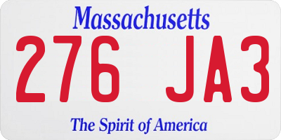 MA license plate 276JA3