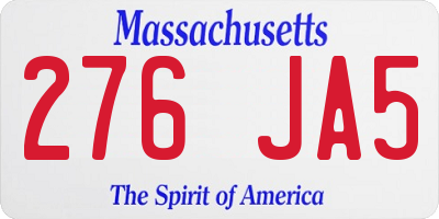 MA license plate 276JA5