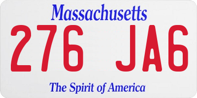 MA license plate 276JA6