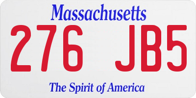 MA license plate 276JB5