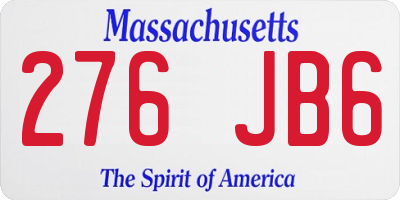 MA license plate 276JB6