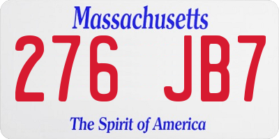 MA license plate 276JB7