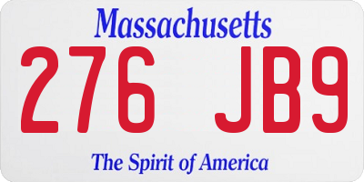 MA license plate 276JB9