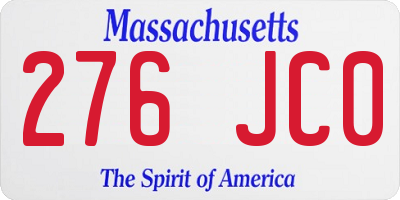 MA license plate 276JC0