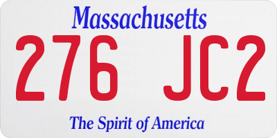 MA license plate 276JC2