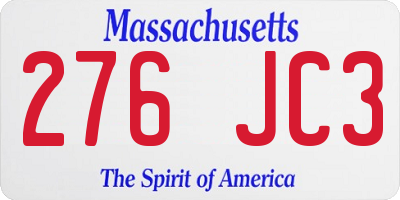 MA license plate 276JC3