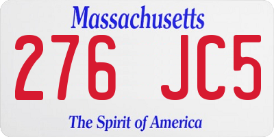 MA license plate 276JC5