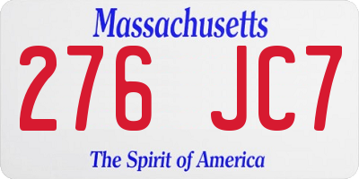 MA license plate 276JC7