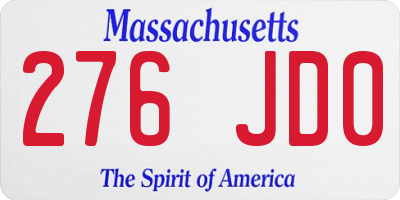MA license plate 276JD0