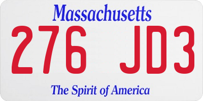 MA license plate 276JD3