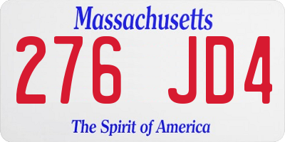 MA license plate 276JD4