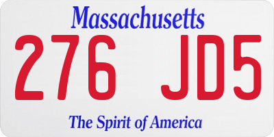 MA license plate 276JD5