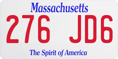 MA license plate 276JD6