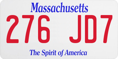 MA license plate 276JD7