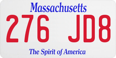 MA license plate 276JD8