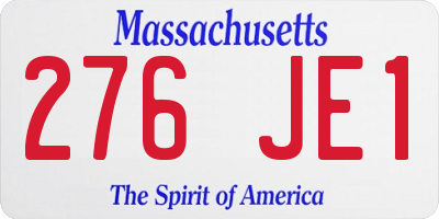 MA license plate 276JE1