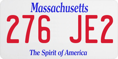 MA license plate 276JE2