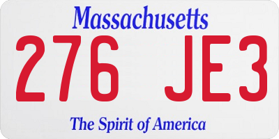 MA license plate 276JE3