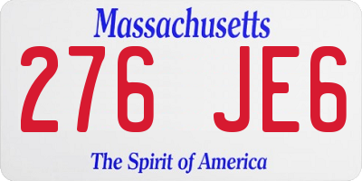 MA license plate 276JE6