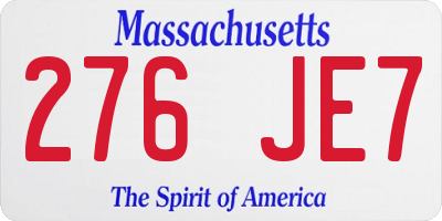 MA license plate 276JE7
