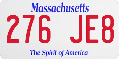 MA license plate 276JE8