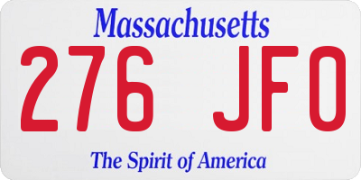 MA license plate 276JF0
