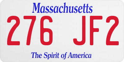 MA license plate 276JF2
