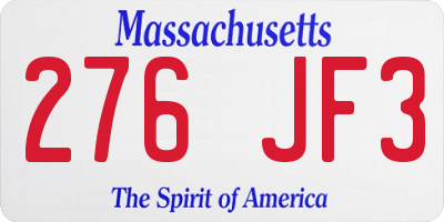 MA license plate 276JF3