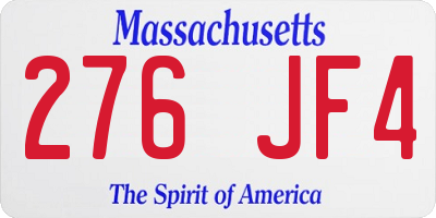 MA license plate 276JF4