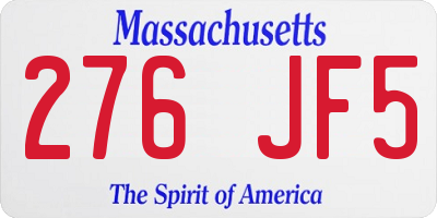 MA license plate 276JF5