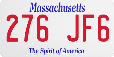 MA license plate 276JF6