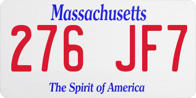 MA license plate 276JF7