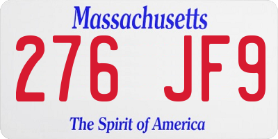 MA license plate 276JF9