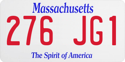 MA license plate 276JG1