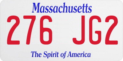 MA license plate 276JG2
