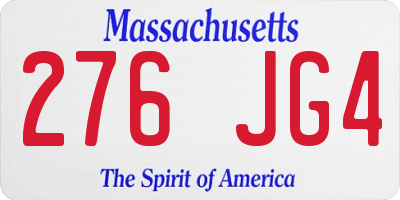 MA license plate 276JG4