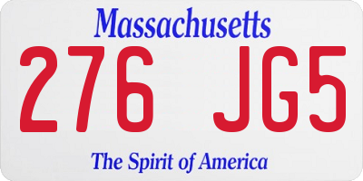 MA license plate 276JG5