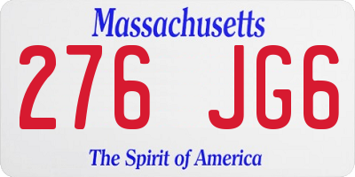 MA license plate 276JG6