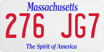 MA license plate 276JG7