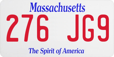 MA license plate 276JG9