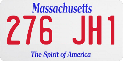 MA license plate 276JH1